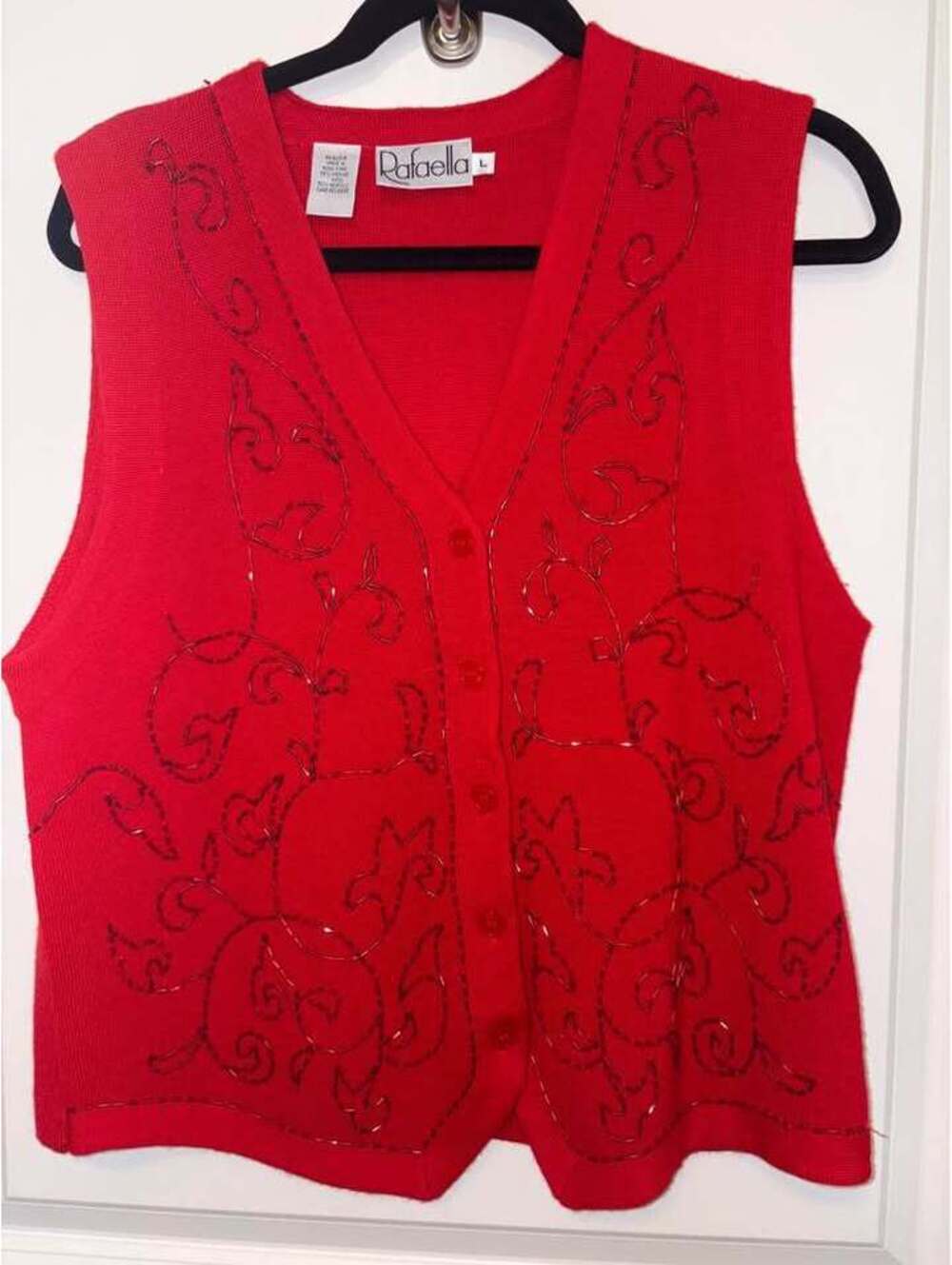 Rafaella Beaded Knit Vest Size L